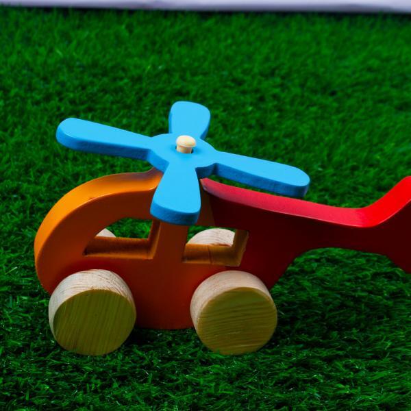 Helicoptor Wooden Toy with wheels